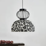 Korvo Pendant Light – Sculptural Black Metal & Fabric Dome Lamp