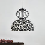 Korvo Pendant Light – Sculptural Black Metal & Fabric Dome Lamp