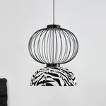 Korvo Pendant Light – Sculptural Black Metal & Fabric Dome Lamp