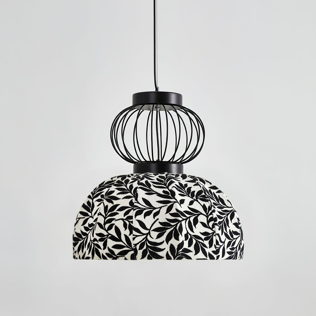 Korvo Pendant Light – Sculptural Black Metal & Fabric Dome Lamp