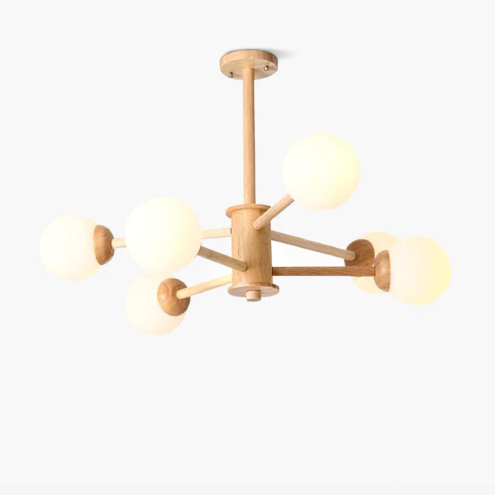 Kozan Wooden Chandelier – Sculptural Modern Pendant Light for Dining Room and Living Room