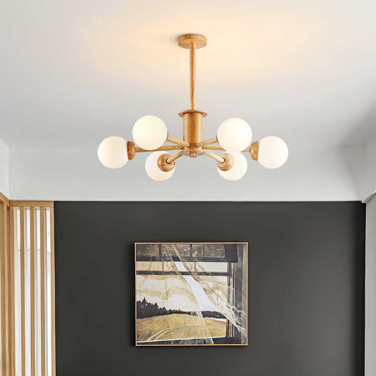 Kozan Wooden Chandelier – Sculptural Modern Pendant Light for Dining Room and Living Room