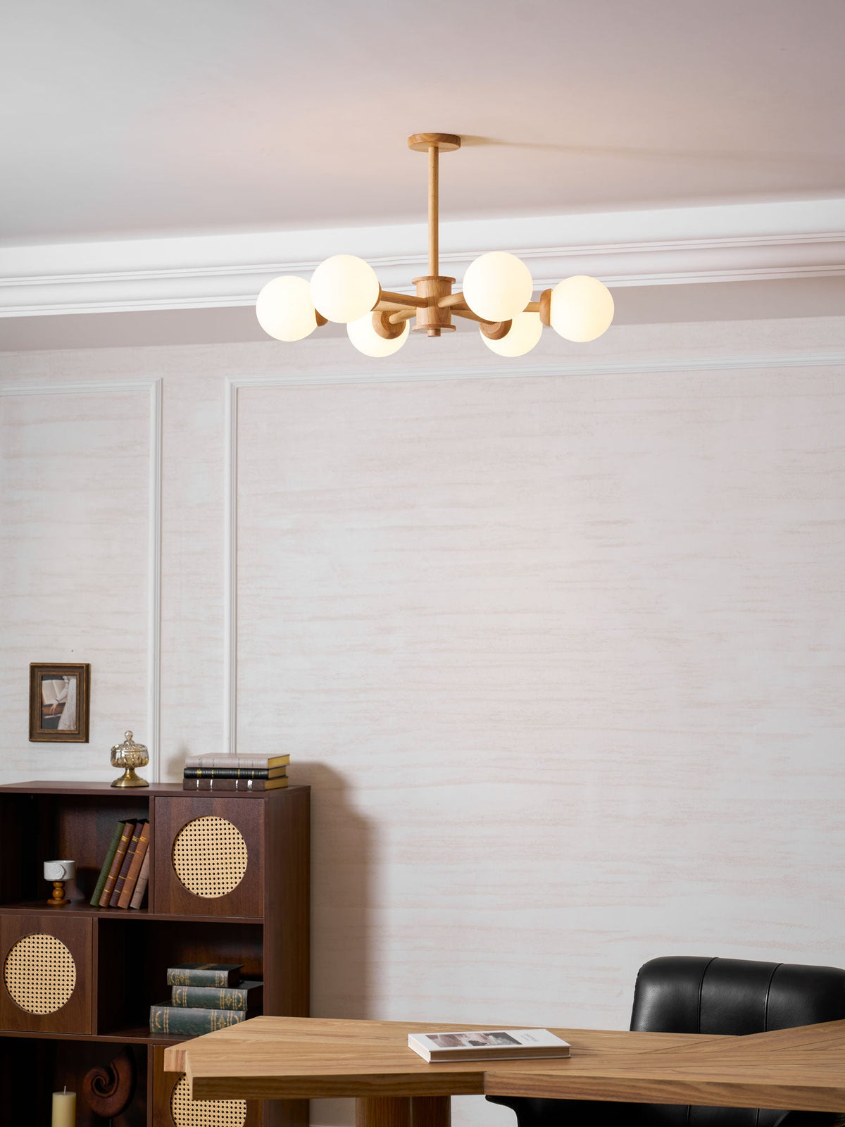 Kozan Wooden Chandelier – Sculptural Modern Pendant Light for Dining Room and Living Room