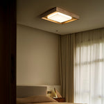 Kurin Wood Frame Ceiling Light – Modern Flush Mount LED for Bedroom, Dining, Living Room