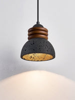 Kuro Ring Pendant Light in Black Travertine and Walnut