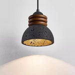 Kuro Ring Pendant Light in Black Travertine and Walnut