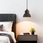 Kuro Ring Pendant Light in Black Travertine and Walnut