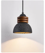 Kuro Ring Pendant Light in Black Travertine and Walnut
