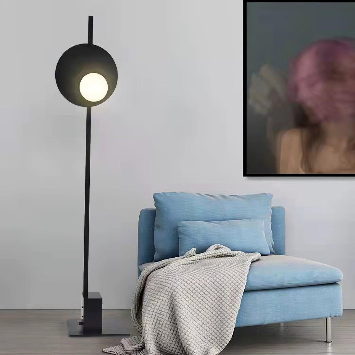 Kwic Modern LED Floor Lamp with Glass Diffuser for Living Room