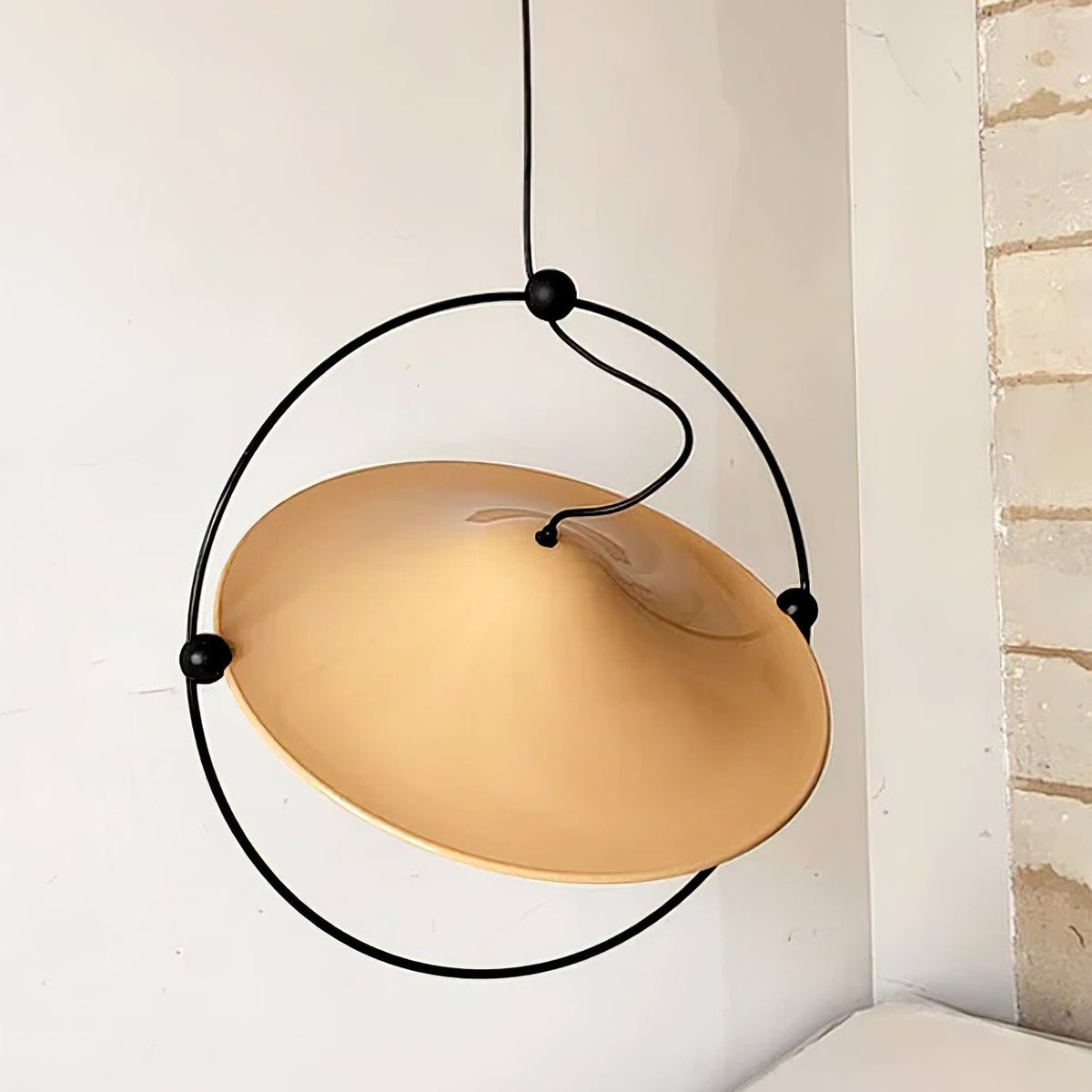Kyra Pendant Light — Sculptural Golden Shade in Metal Ring