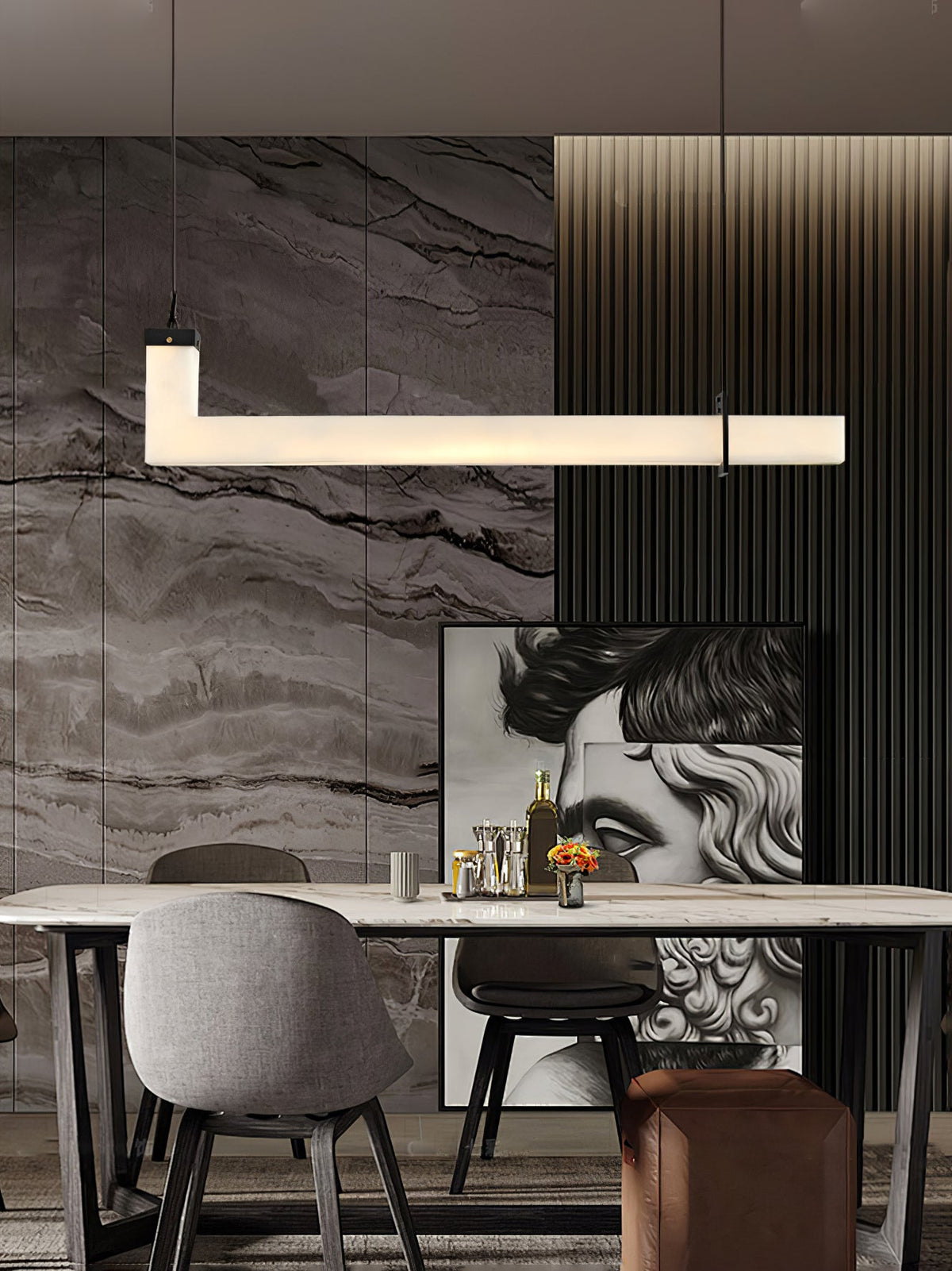 L-Axis Alabaster Pendant Light – Modern Linear LED Chandelier