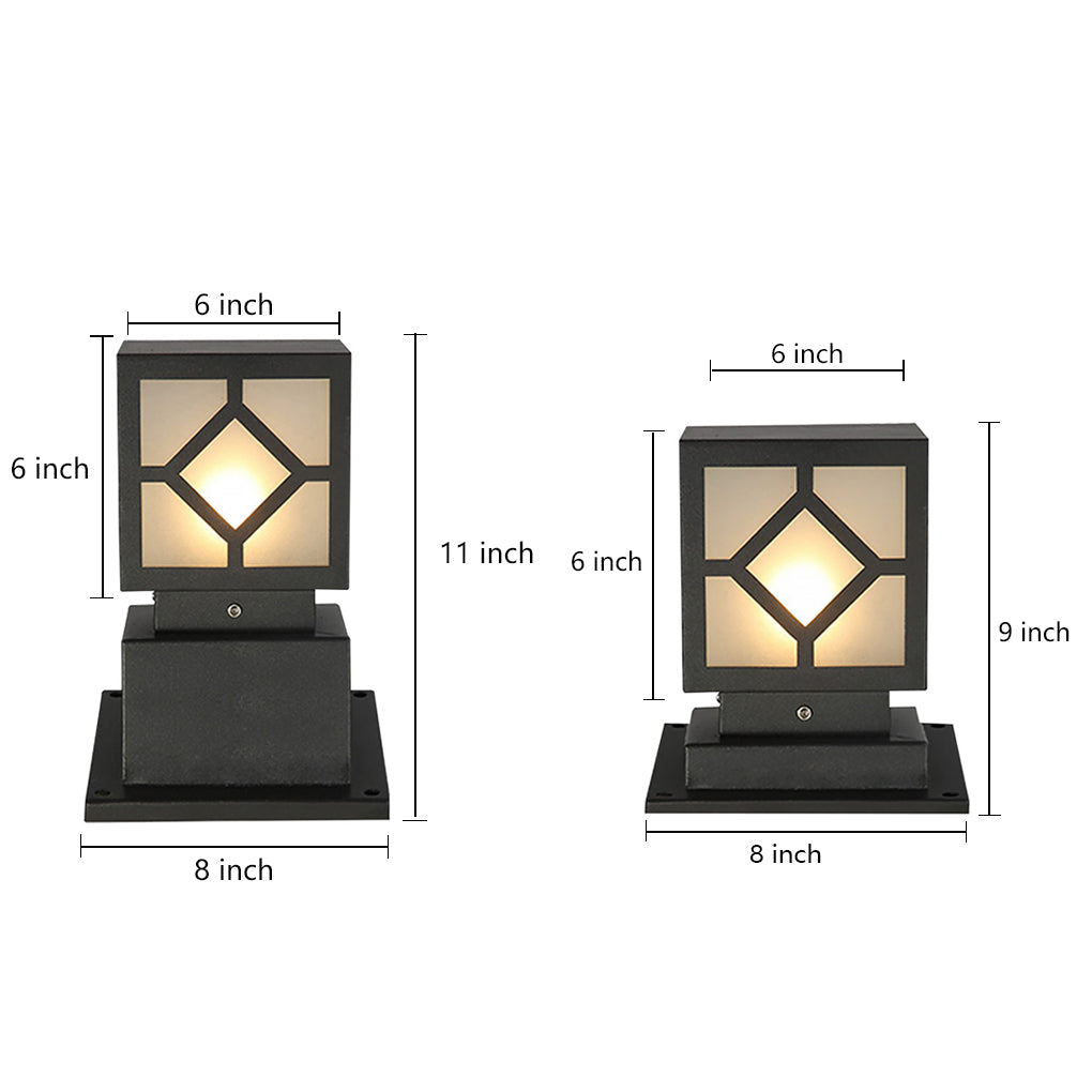 Retro European Solar Bollard Light with Frosted Glass Shade