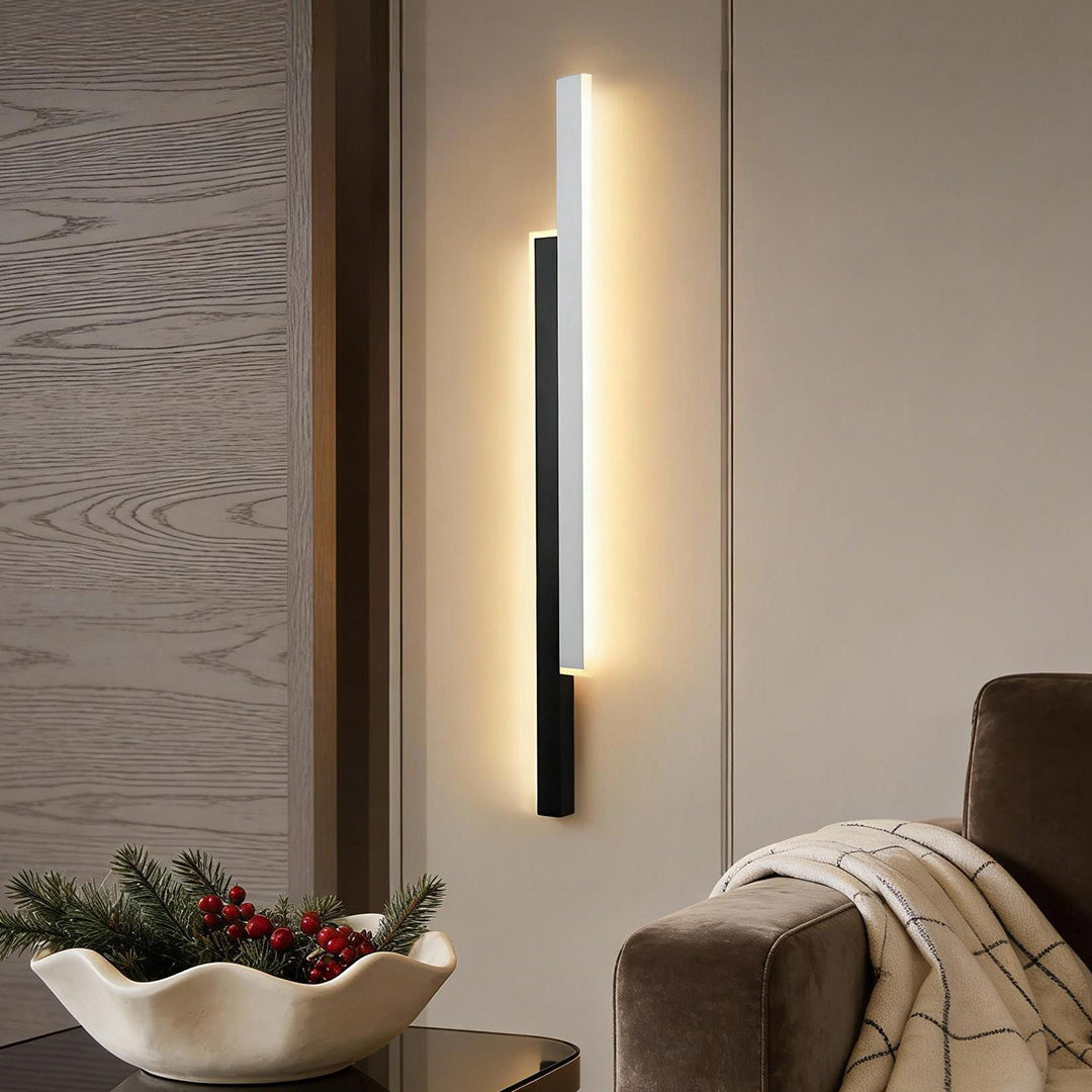 Nordic Minimalist Vertical LED Wall Sconce with Dual Light Strips