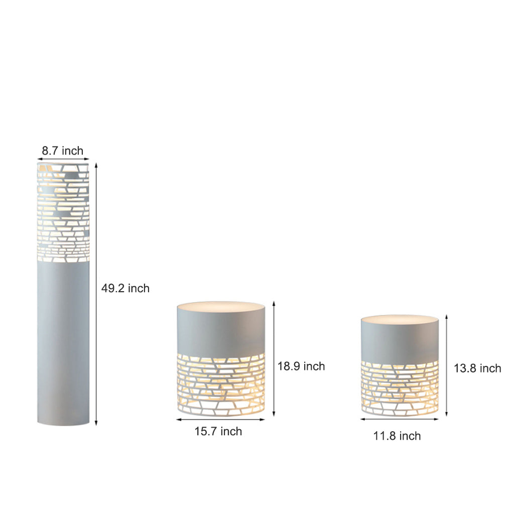 Lumina Hollow Mesh LED Cylinder Floor Light for Modern Outdoor Spaces