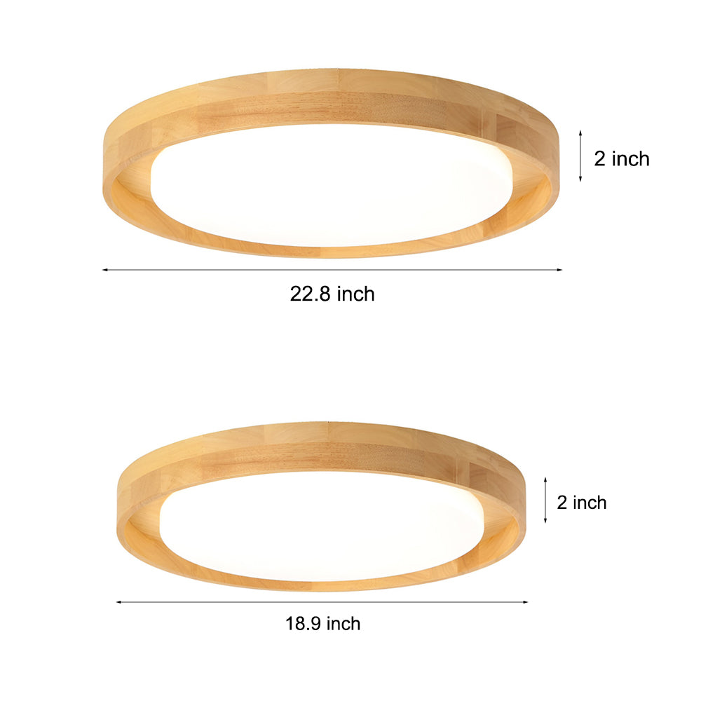 Round Dimmable Led Wooden Nordic Ceiling Lights Fixture Flush Mount Ceiling Lamp
