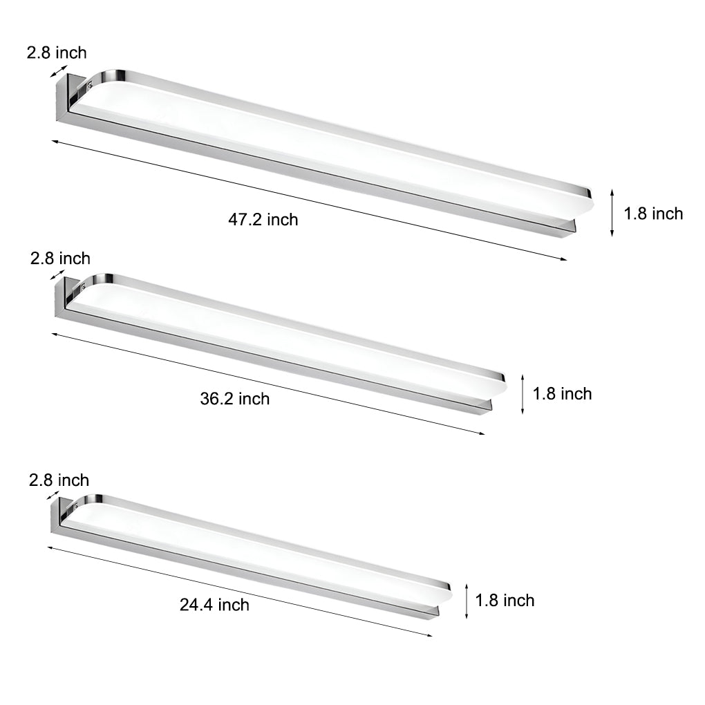 LED Bathroom Vanity Light with Polished Iron Trim, Wall-Mounted Panel