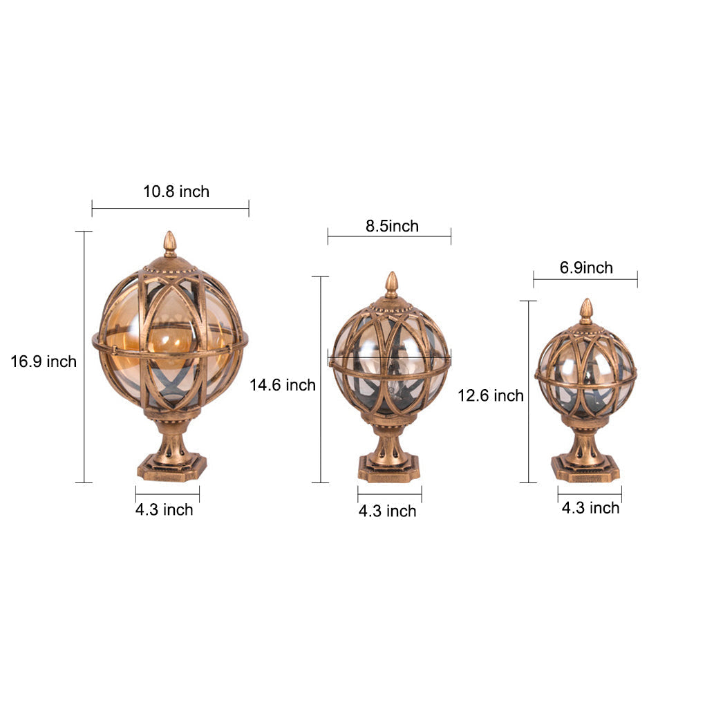 Round Glass E27 Waterproof Outdoor Post Light