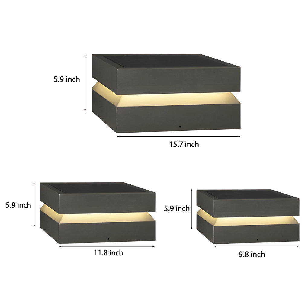 Square Black Modern Solar Post Lights