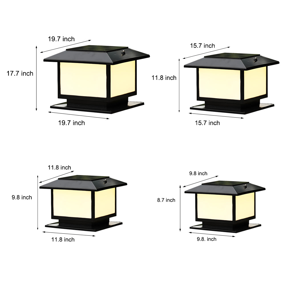 Square Solar Post Cap Light with Three-Step Dimming for Modern Outdoor Spaces