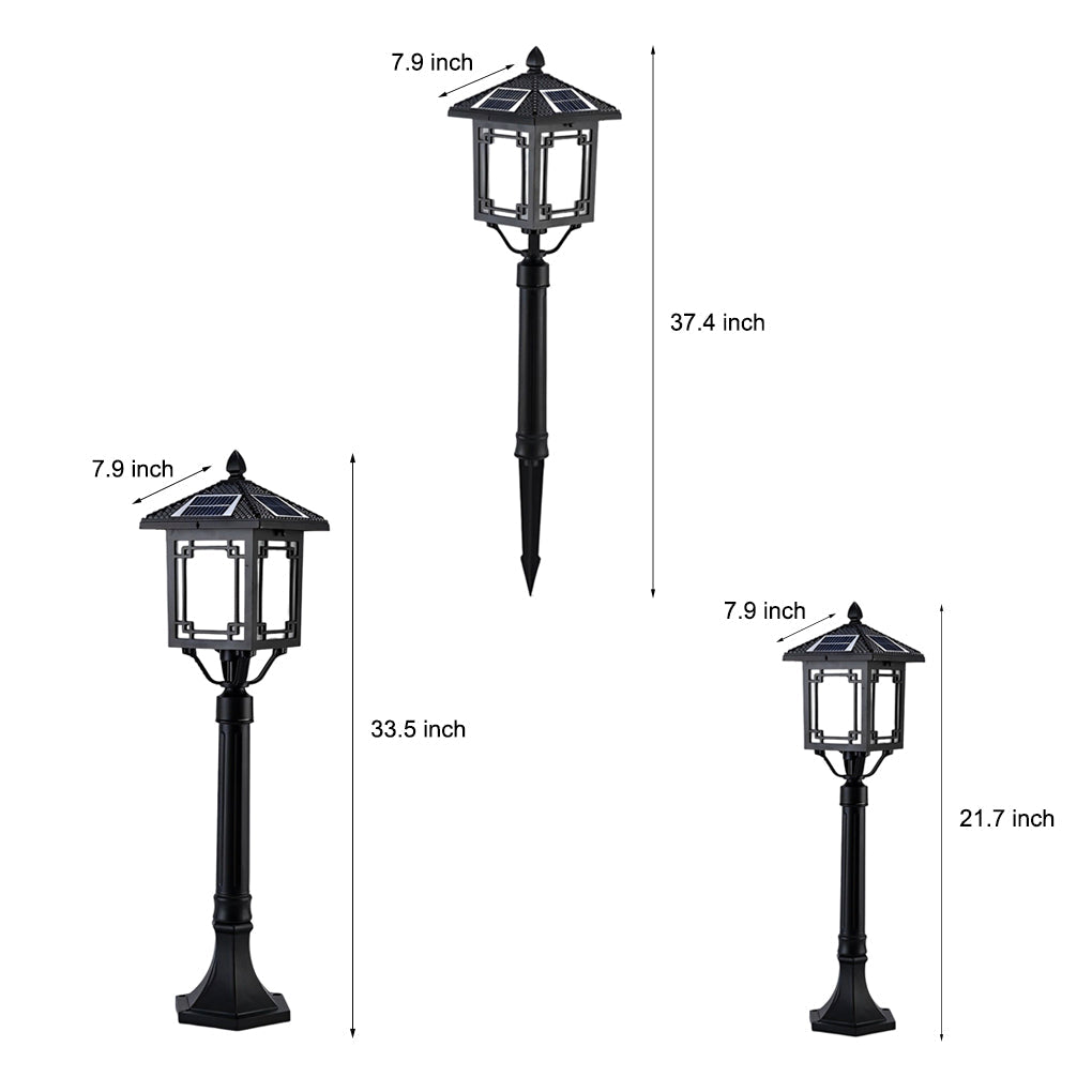 Solar LED Post Light with 3-Step Dimming, Die-Cast Aluminum Outdoor Lamp