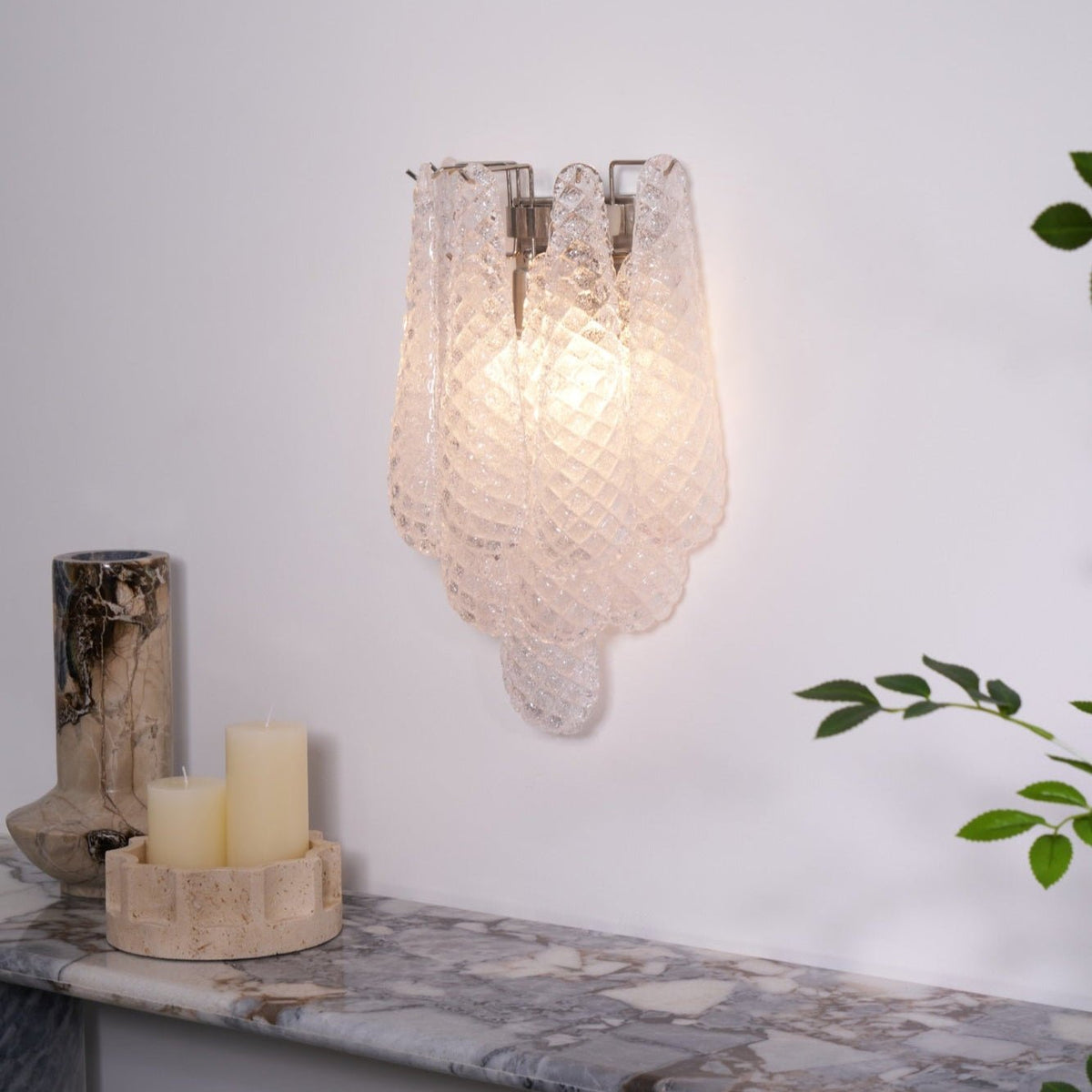 Lagoon Bloom Wall Sconce – Hand-Blown Glass Floral Wall Light for Modern Interiors