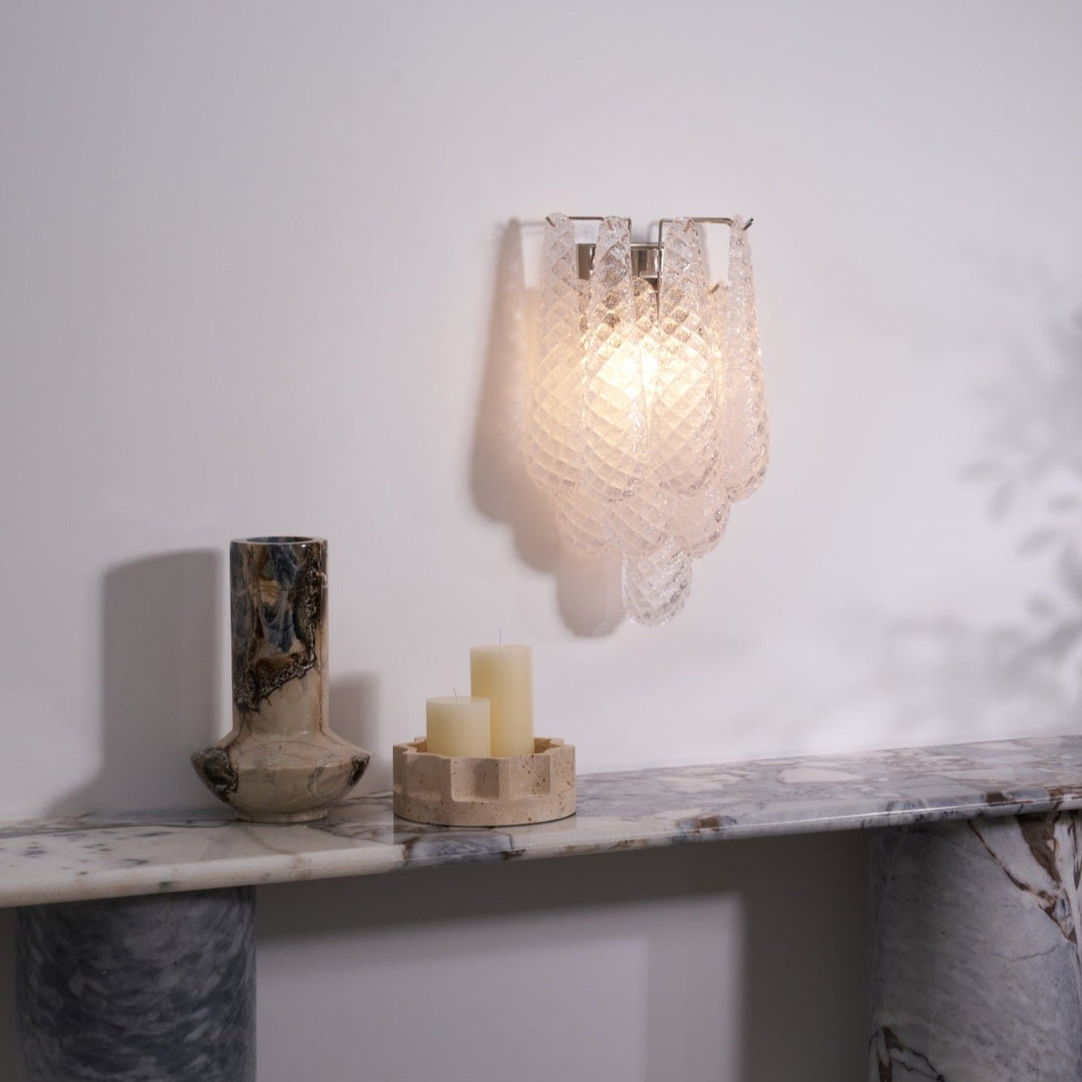 Lagoon Bloom Wall Sconce – Hand-Blown Glass Floral Wall Light for Modern Interiors