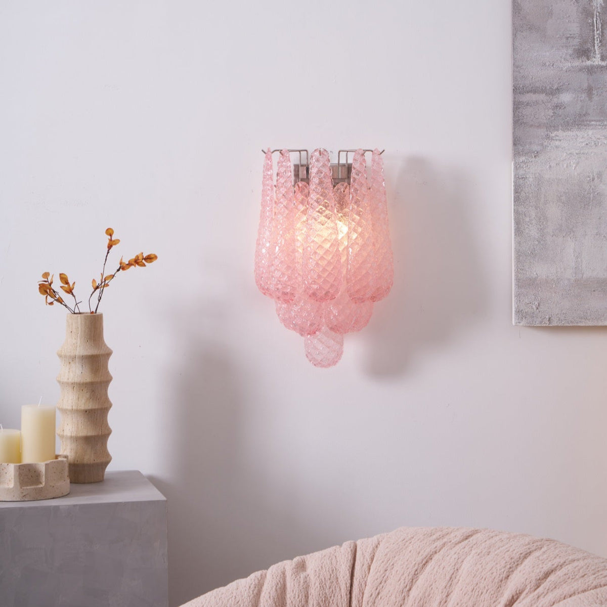 Lagoon Bloom Wall Sconce – Hand-Blown Glass Floral Wall Light for Modern Interiors