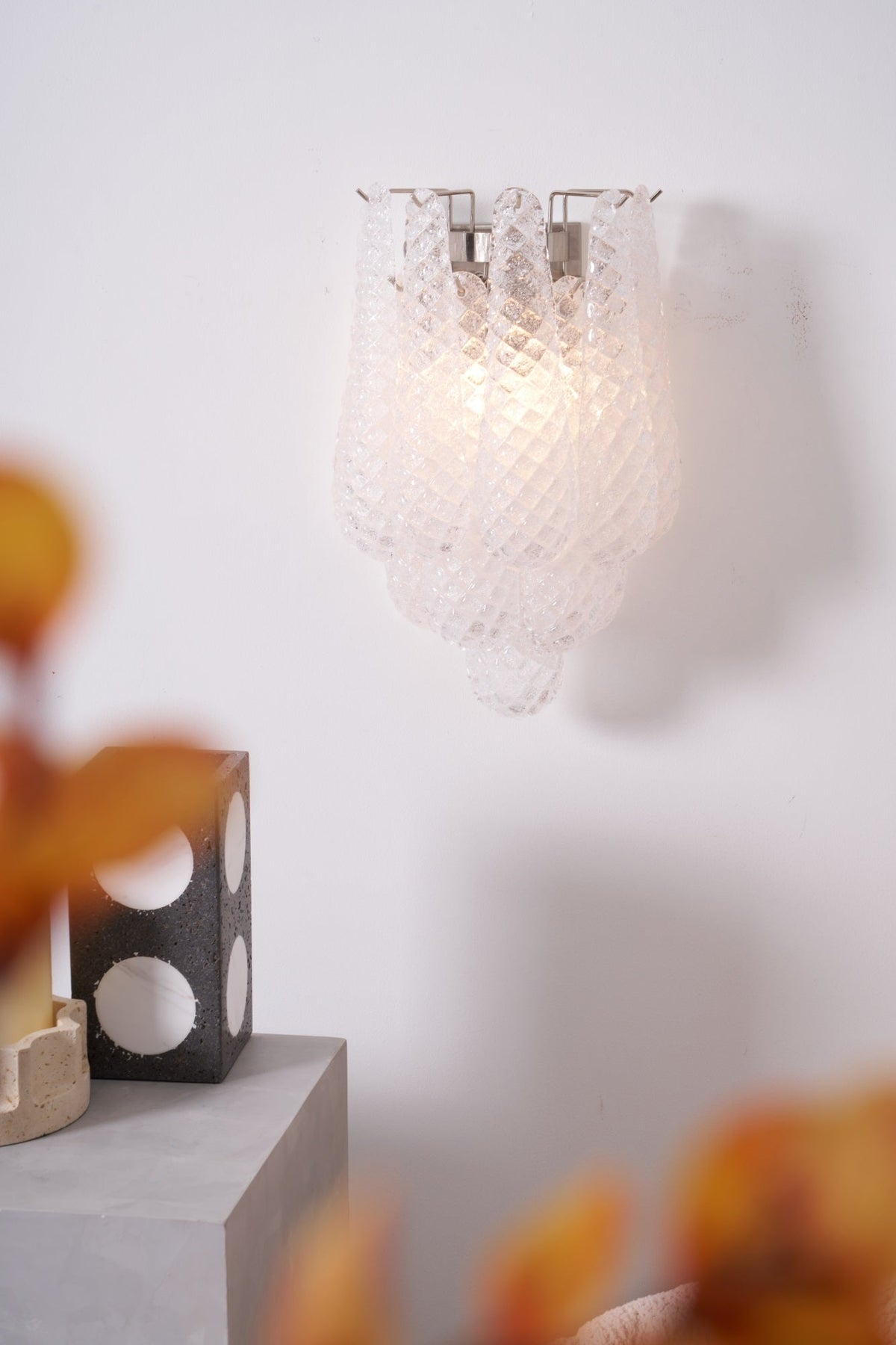 Lagoon Bloom Wall Sconce – Hand-Blown Glass Floral Wall Light for Modern Interiors