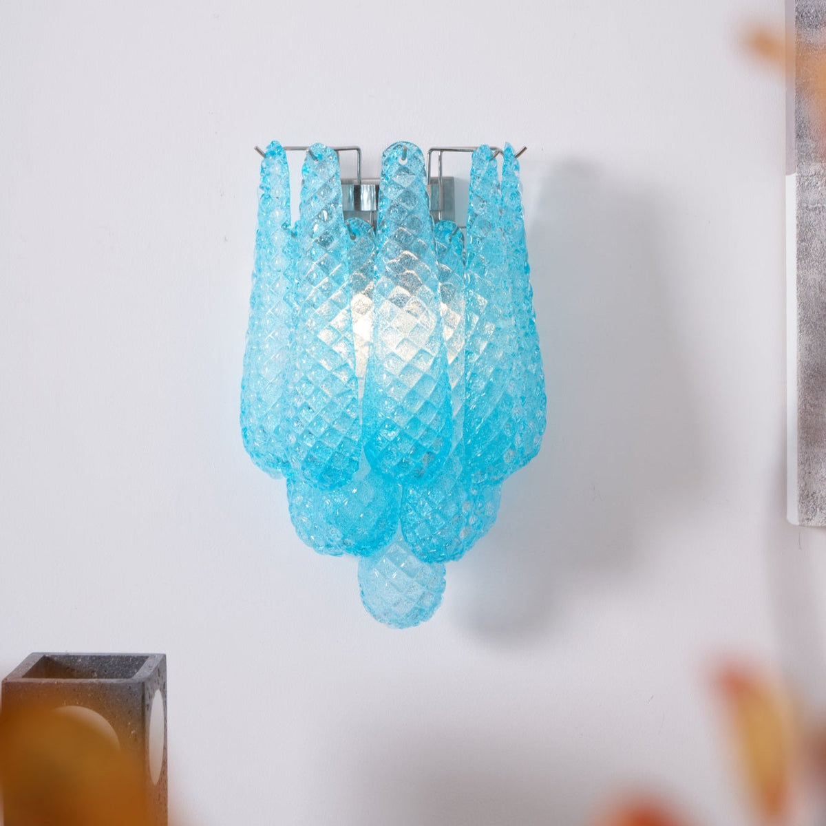 Lagoon Bloom Wall Sconce – Hand-Blown Glass Floral Wall Light for Modern Interiors