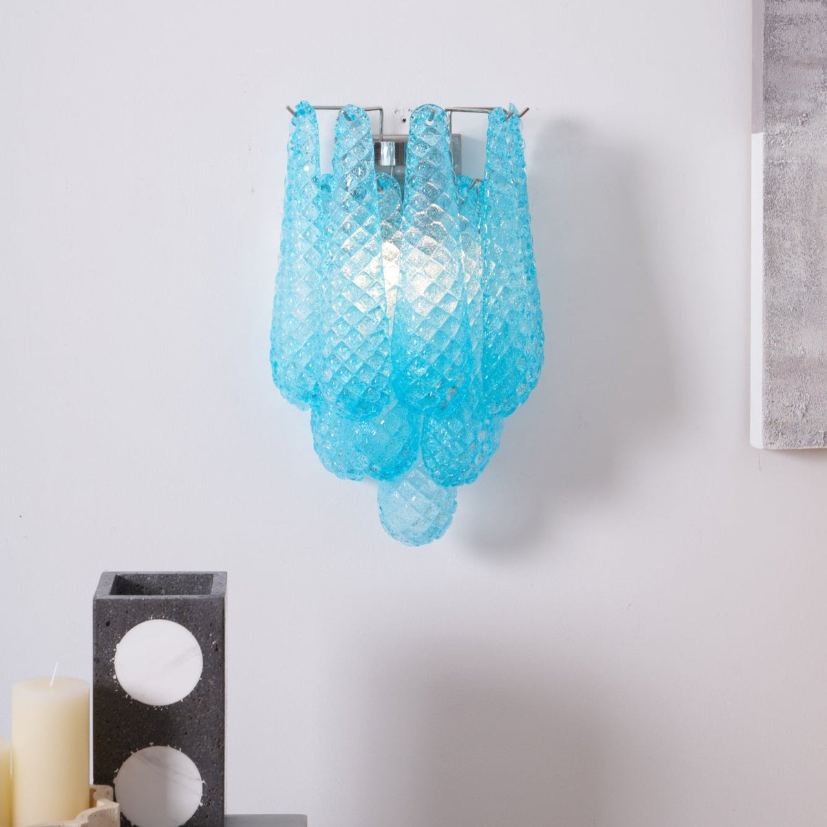 Lagoon Bloom Wall Sconce – Hand-Blown Glass Floral Wall Light for Modern Interiors