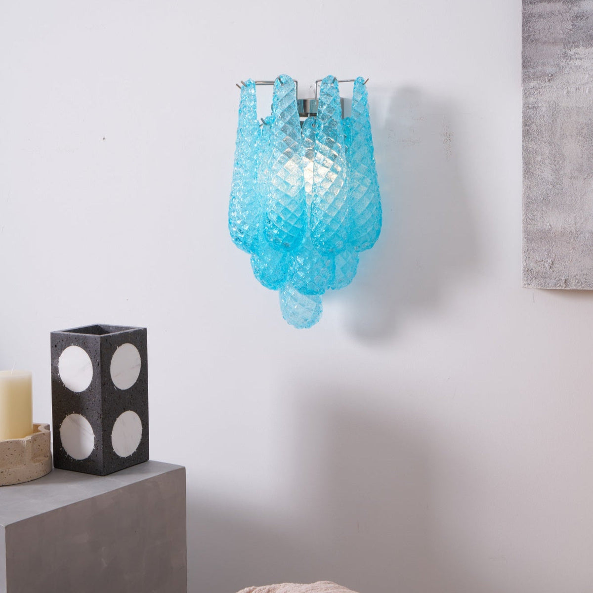 Lagoon Bloom Wall Sconce – Hand-Blown Glass Floral Wall Light for Modern Interiors