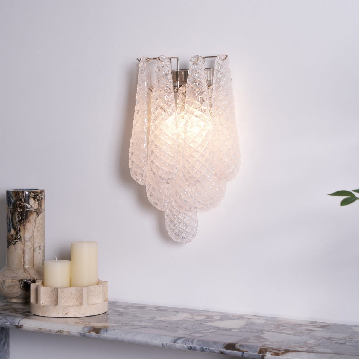 Lagoon Bloom Wall Sconce – Hand-Blown Glass Floral Wall Light for Modern Interiors