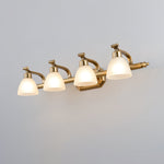 Lana Classic Four-Light Brass Bathroom Wall Sconce in Frosted Glass