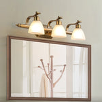 Lana Classic Four-Light Brass Bathroom Wall Sconce in Frosted Glass