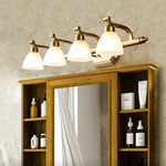 Lana Classic Four-Light Brass Bathroom Wall Sconce in Frosted Glass