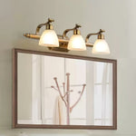 Lana Classic Four-Light Brass Bathroom Wall Sconce in Frosted Glass