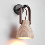 Lanta Arc Stone Wall Sconce in Travertine and Wood