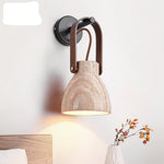 Lanta Arc Stone Wall Sconce in Travertine and Wood