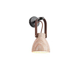 Lanta Arc Stone Wall Sconce in Travertine and Wood