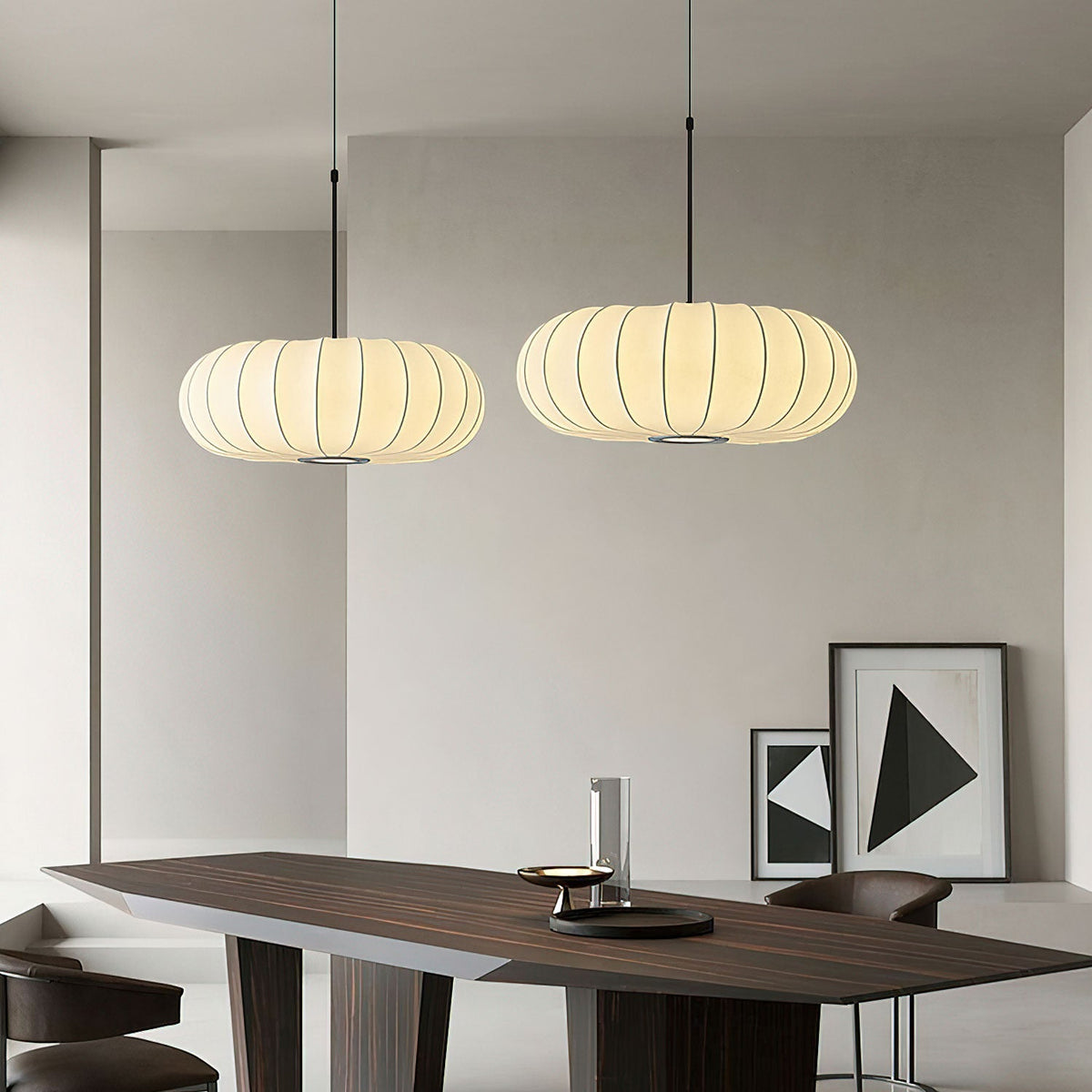 Lantern Silk Pendant Light – Modern Designer Hanging Lamp for Dining & Living