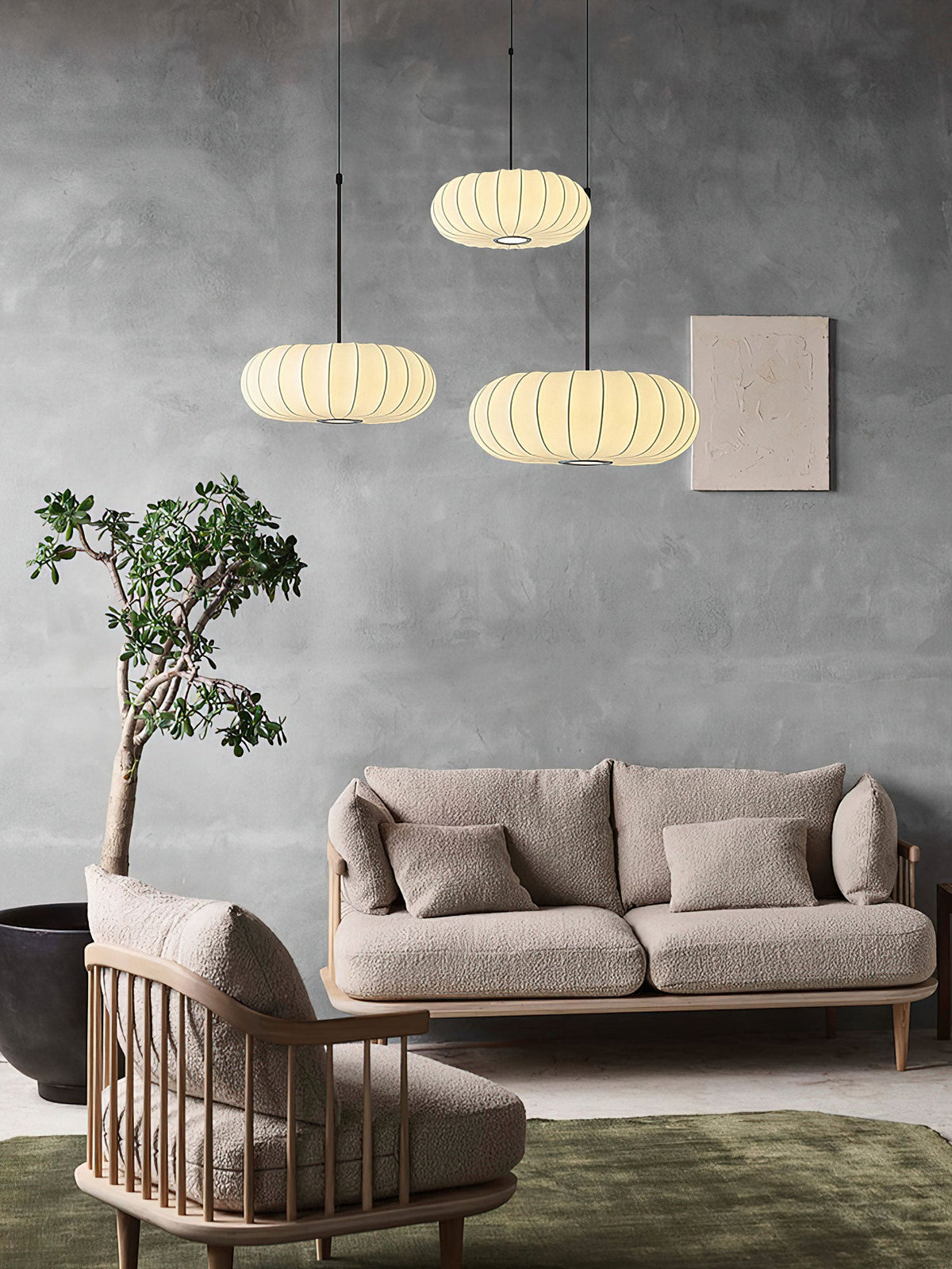 Lantern Silk Pendant Light – Modern Designer Hanging Lamp for Dining & Living