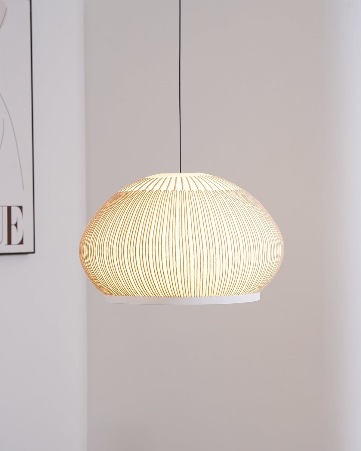Lantern Knit Pendant Light – Woven Fabric Shade, Modern Minimalist Ceiling Lamp