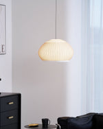 Lantern Knit Pendant Light – Woven Fabric Shade, Modern Minimalist Ceiling Lamp