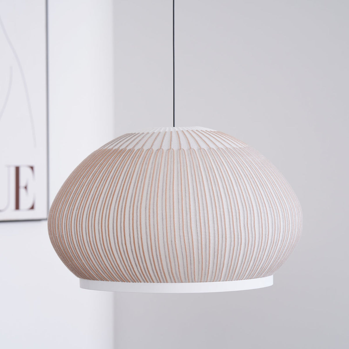 Lantern Knit Pendant Light – Woven Fabric Shade, Modern Minimalist Ceiling Lamp