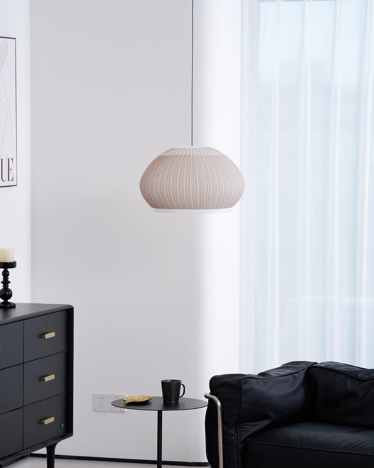 Lantern Knit Pendant Light – Woven Fabric Shade, Modern Minimalist Ceiling Lamp