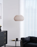 Lantern Knit Pendant Light – Woven Fabric Shade, Modern Minimalist Ceiling Lamp