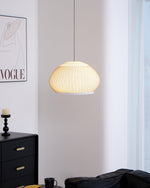 Lantern Knit Pendant Light – Woven Fabric Shade, Modern Minimalist Ceiling Lamp