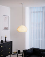 Lantern Knit Pendant Light – Woven Fabric Shade, Modern Minimalist Ceiling Lamp
