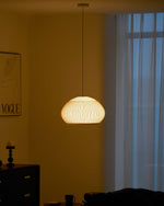 Lantern Knit Pendant Light – Woven Fabric Shade, Modern Minimalist Ceiling Lamp
