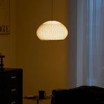 Lantern Knit Pendant Light – Woven Fabric Shade, Modern Minimalist Ceiling Lamp
